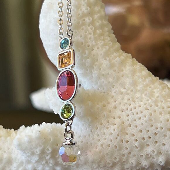Rainbow Drop Swarovski Crystal Necklace - Picture 4 of 9